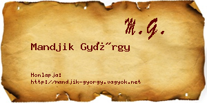 Mandjik György névjegykártya